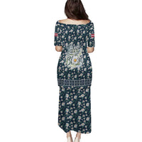 Latvia Puletasi with Margrietina Daisy and Ethnic Pattern – Latvia in Bloom Floral Design