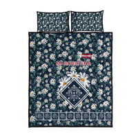 Latvia Quilt Bed Set with Margrietina Daisy and Ethnic Pattern – Latvia in Bloom Floral Design