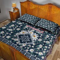 Latvia Quilt Bed Set with Margrietina Daisy and Ethnic Pattern – Latvia in Bloom Floral Design