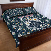 Latvia Quilt Bed Set with Margrietina Daisy and Ethnic Pattern – Latvia in Bloom Floral Design