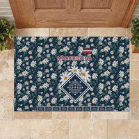 Latvia Rubber Doormat with Margrietina Daisy and Ethnic Pattern – Latvia in Bloom Floral Design