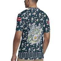 Latvia Rugby Jersey with Margrietina Daisy and Ethnic Pattern – Latvia in Bloom Floral Design