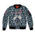 Latvia Sleeve Zip Bomber Jacket with Margrietina Daisy and Ethnic Pattern – Latvia in Bloom Floral Design