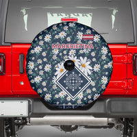 Latvia Spare Tire Cover with Margrietina Daisy and Ethnic Pattern – Latvia in Bloom Floral Design
