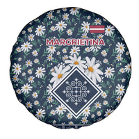 Latvia Spare Tire Cover with Margrietina Daisy and Ethnic Pattern – Latvia in Bloom Floral Design