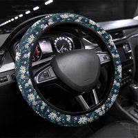 Latvia Steering Wheel Cover with Margrietina Daisy and Ethnic Pattern – Latvia in Bloom Floral Design