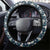 Latvia Steering Wheel Cover with Margrietina Daisy and Ethnic Pattern – Latvia in Bloom Floral Design