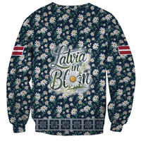 Latvia Sweatshirt with Margrietina Daisy and Ethnic Pattern – Latvia in Bloom Floral Design
