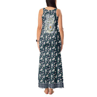 Latvia Tank Maxi Dress with Margrietina Daisy and Ethnic Pattern – Latvia in Bloom Floral Design