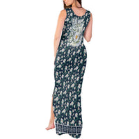 Latvia Tank Maxi Dress with Margrietina Daisy and Ethnic Pattern – Latvia in Bloom Floral Design
