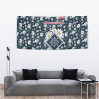 Latvia Tapestry with Margrietina Daisy and Ethnic Pattern – Latvia in Bloom Floral Design