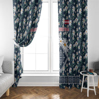Latvia Window Curtain with Margrietina Daisy and Ethnic Pattern – Latvia in Bloom Floral Design