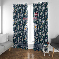 Latvia Window Curtain with Margrietina Daisy and Ethnic Pattern – Latvia in Bloom Floral Design