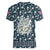 Latvia Women V-Neck T-Shirt with Margrietina Daisy and Ethnic Pattern – Latvia in Bloom Floral Design