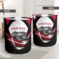 Personalized Denmark Viking Heritage Laundry Basket Nordic Nyhavn Cityscape With Grunge Flag And Longship Art
