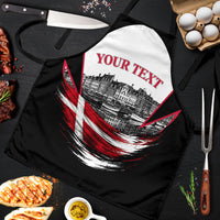 Personalized Denmark Viking Heritage Apron Nordic Nyhavn Cityscape With Grunge Flag And Longship Art