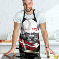 Personalized Denmark Viking Heritage Apron Nordic Nyhavn Cityscape With Grunge Flag And Longship Art