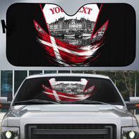 Personalized Denmark Viking Heritage Auto Sun Shade Nordic Nyhavn Cityscape With Grunge Flag And Longship Art