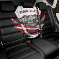 Personalized Denmark Viking Heritage Back Car Seat Cover Nordic Nyhavn Cityscape With Grunge Flag And Longship Art