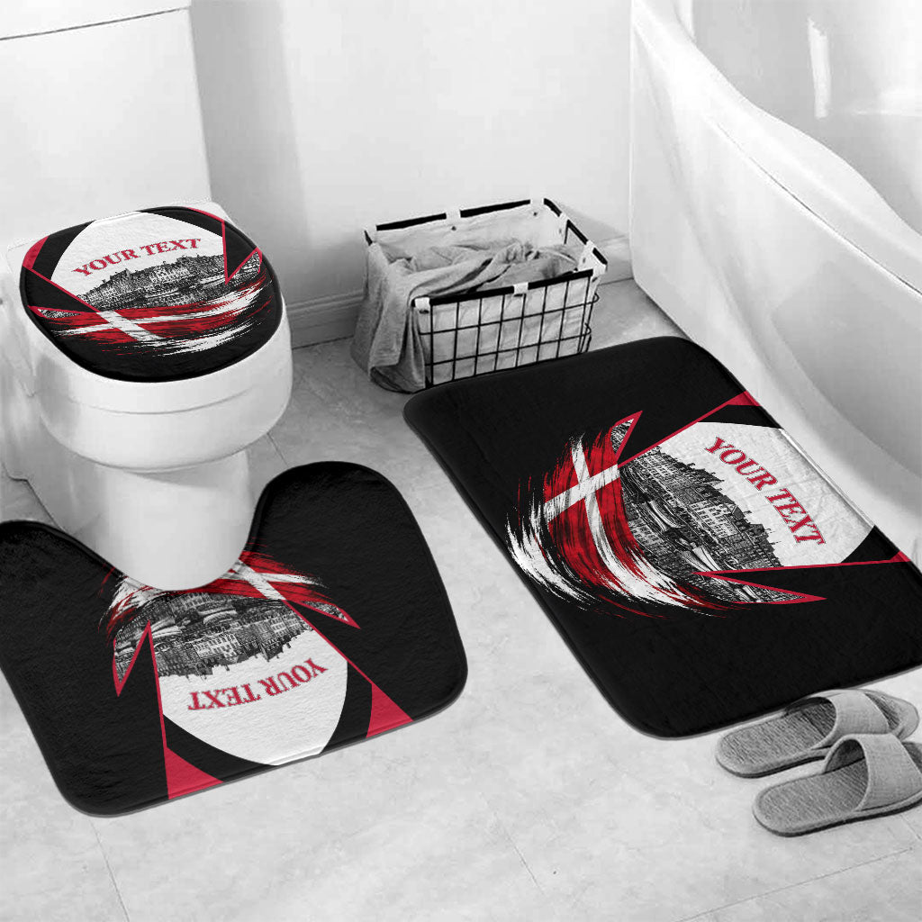 Personalized Denmark Viking Heritage Bathroom Set Nordic Nyhavn Cityscape With Grunge Flag And Longship Art