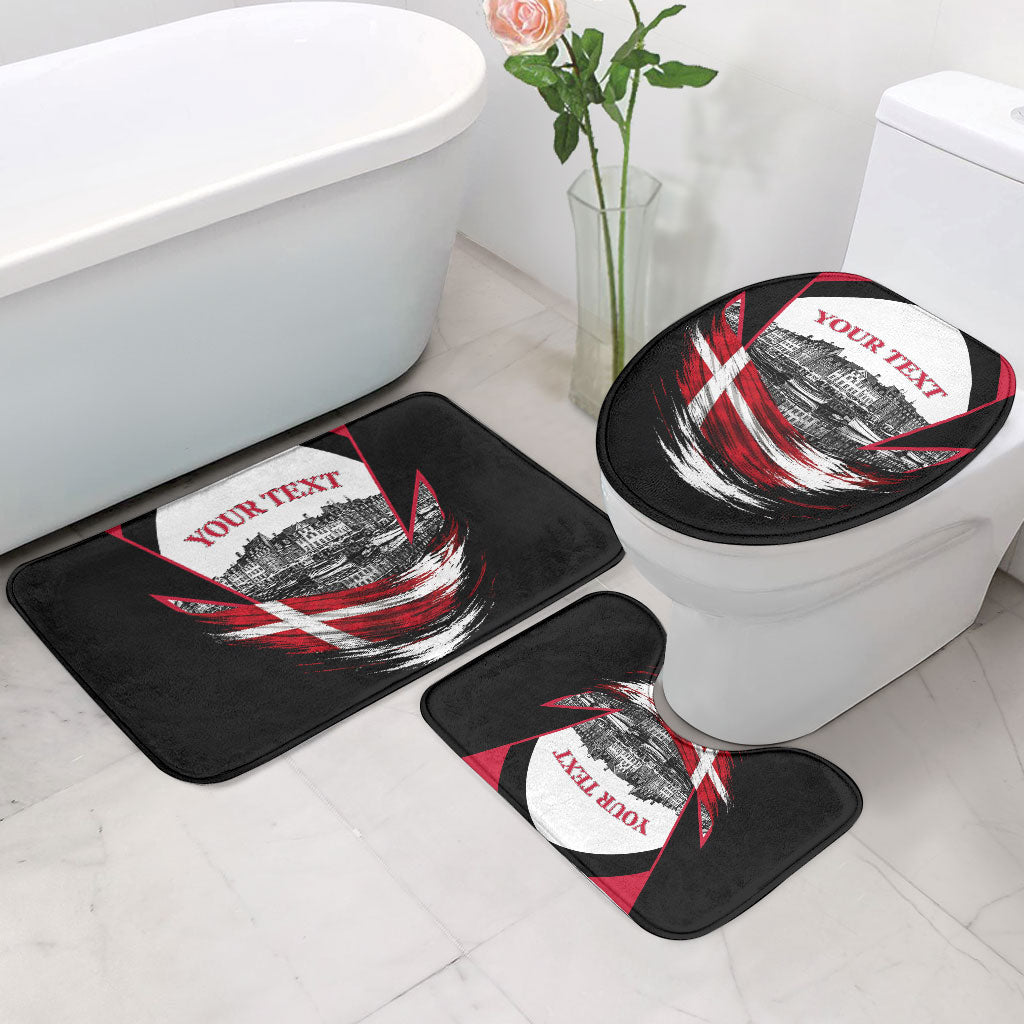 Personalized Denmark Viking Heritage Bathroom Set Nordic Nyhavn Cityscape With Grunge Flag And Longship Art