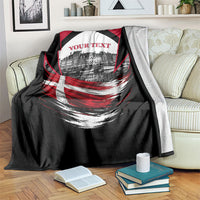 Personalized Denmark Viking Heritage Blanket Nordic Nyhavn Cityscape With Grunge Flag And Longship Art