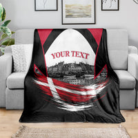 Personalized Denmark Viking Heritage Blanket Nordic Nyhavn Cityscape With Grunge Flag And Longship Art