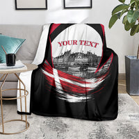 Personalized Denmark Viking Heritage Blanket Nordic Nyhavn Cityscape With Grunge Flag And Longship Art