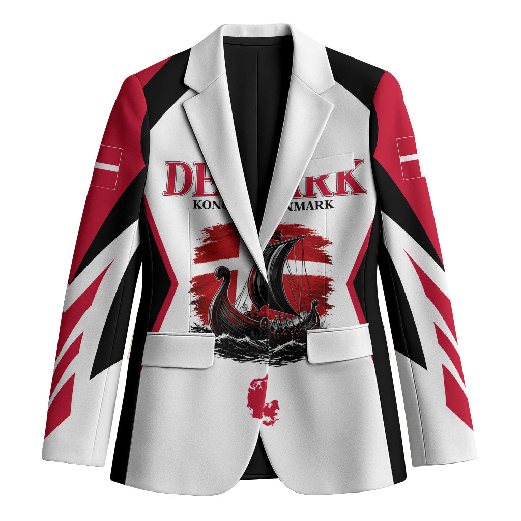 Personalized Denmark Viking Heritage Blazer Nordic Nyhavn Cityscape With Grunge Flag And Longship Art