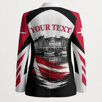 Personalized Denmark Viking Heritage Blazer Nordic Nyhavn Cityscape With Grunge Flag And Longship Art