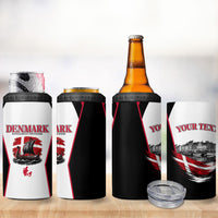 Personalized Denmark Viking Heritage 4 in 1 Can Cooler Tumbler Nordic Nyhavn Cityscape With Grunge Flag And Longship Art