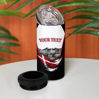 Personalized Denmark Viking Heritage 4 in 1 Can Cooler Tumbler Nordic Nyhavn Cityscape With Grunge Flag And Longship Art