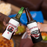 Personalized Denmark Viking Heritage 4 in 1 Can Cooler Tumbler Nordic Nyhavn Cityscape With Grunge Flag And Longship Art
