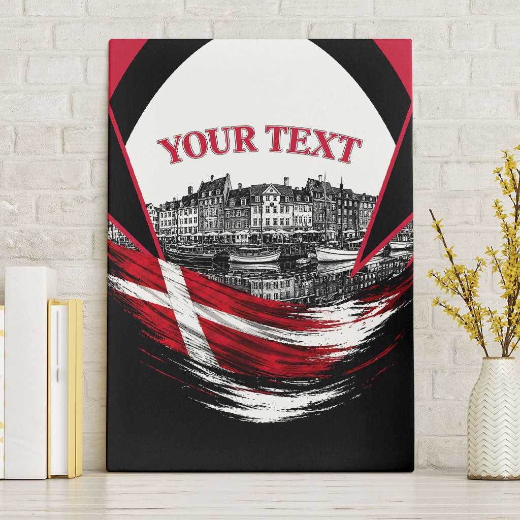 Personalized Denmark Viking Heritage Canvas Wall Art Nordic Nyhavn Cityscape With Grunge Flag And Longship Art