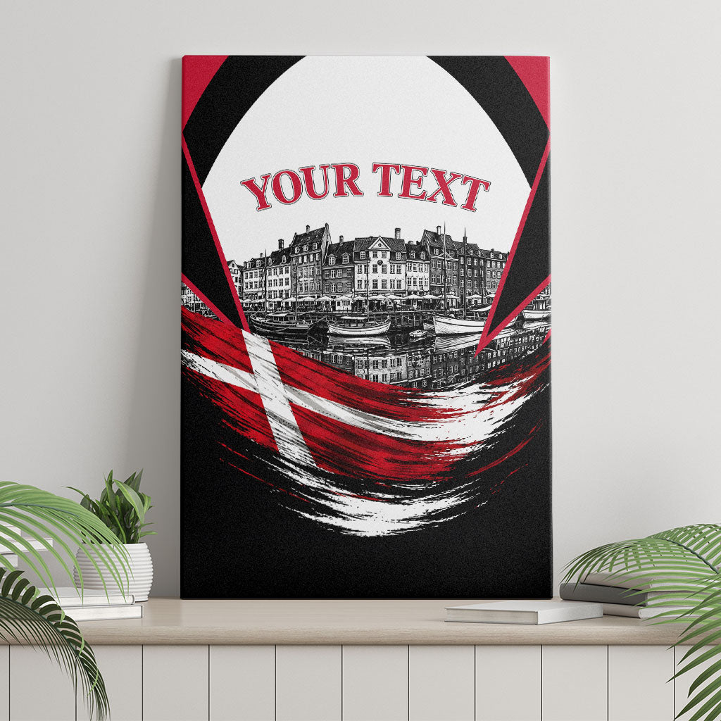 Personalized Denmark Viking Heritage Canvas Wall Art Nordic Nyhavn Cityscape With Grunge Flag And Longship Art