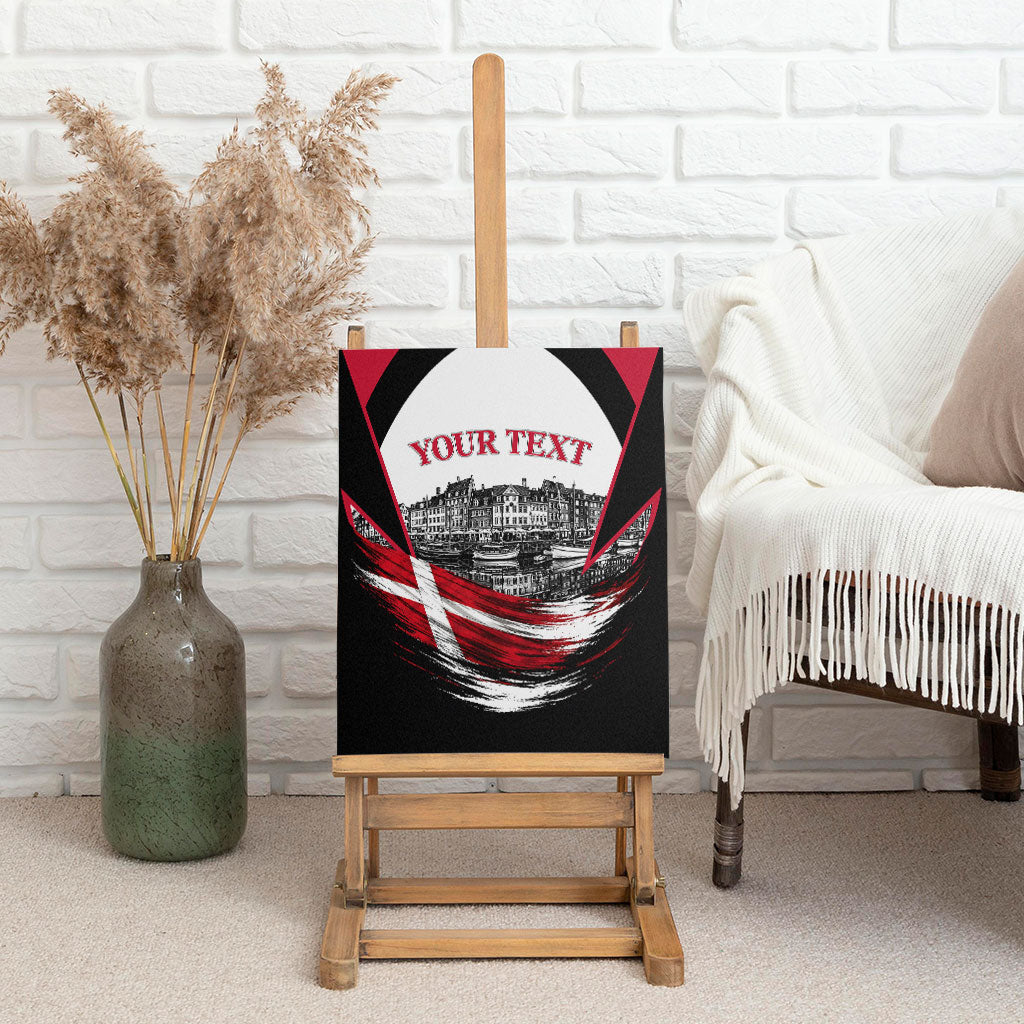 Personalized Denmark Viking Heritage Canvas Wall Art Nordic Nyhavn Cityscape With Grunge Flag And Longship Art
