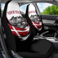 Personalized Denmark Viking Heritage Car Seat Cover Nordic Nyhavn Cityscape With Grunge Flag And Longship Art