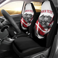 Personalized Denmark Viking Heritage Car Seat Cover Nordic Nyhavn Cityscape With Grunge Flag And Longship Art