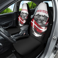 Personalized Denmark Viking Heritage Car Seat Cover Nordic Nyhavn Cityscape With Grunge Flag And Longship Art