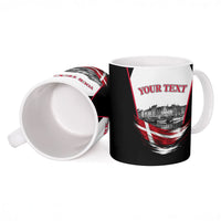 Personalized Denmark Viking Heritage Ceramic Mug Nordic Nyhavn Cityscape With Grunge Flag And Longship Art