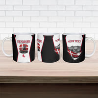 Personalized Denmark Viking Heritage Ceramic Mug Nordic Nyhavn Cityscape With Grunge Flag And Longship Art