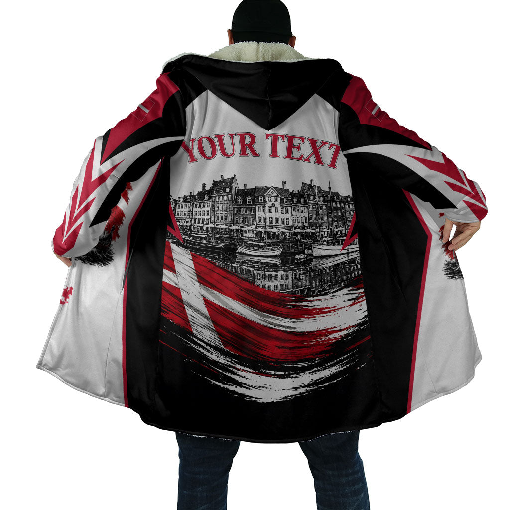 Personalized Denmark Viking Heritage Cloak Nordic Nyhavn Cityscape With Grunge Flag And Longship Art