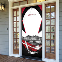 Personalized Denmark Viking Heritage Door Cover Nordic Nyhavn Cityscape With Grunge Flag And Longship Art