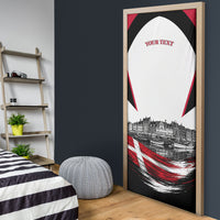 Personalized Denmark Viking Heritage Door Cover Nordic Nyhavn Cityscape With Grunge Flag And Longship Art