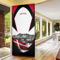 Personalized Denmark Viking Heritage Door Cover Nordic Nyhavn Cityscape With Grunge Flag And Longship Art