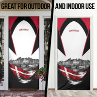 Personalized Denmark Viking Heritage Door Cover Nordic Nyhavn Cityscape With Grunge Flag And Longship Art