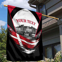 Personalized Denmark Viking Heritage Garden Flag Nordic Nyhavn Cityscape With Grunge Flag And Longship Art
