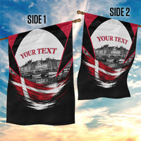 Personalized Denmark Viking Heritage Garden Flag Nordic Nyhavn Cityscape With Grunge Flag And Longship Art