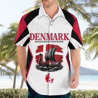 Personalized Denmark Viking Heritage Hawaiian Shirt Nordic Nyhavn Cityscape With Grunge Flag And Longship Art