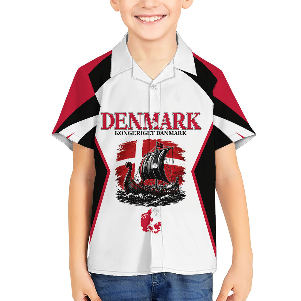 Personalized Denmark Viking Heritage Hawaiian Shirt Nordic Nyhavn Cityscape With Grunge Flag And Longship Art